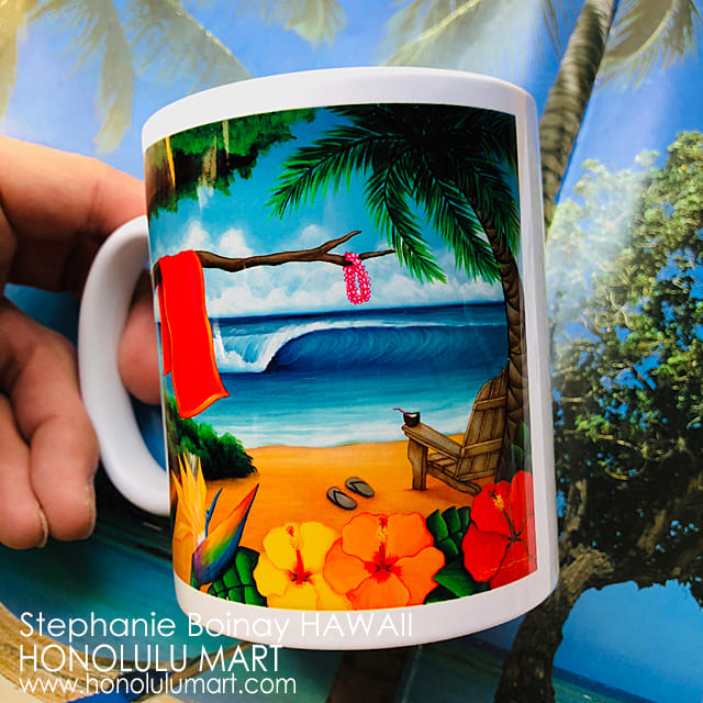 パラダイスビーチの絵のマグカップ（ハワイのステファニー・ボイナイ）4