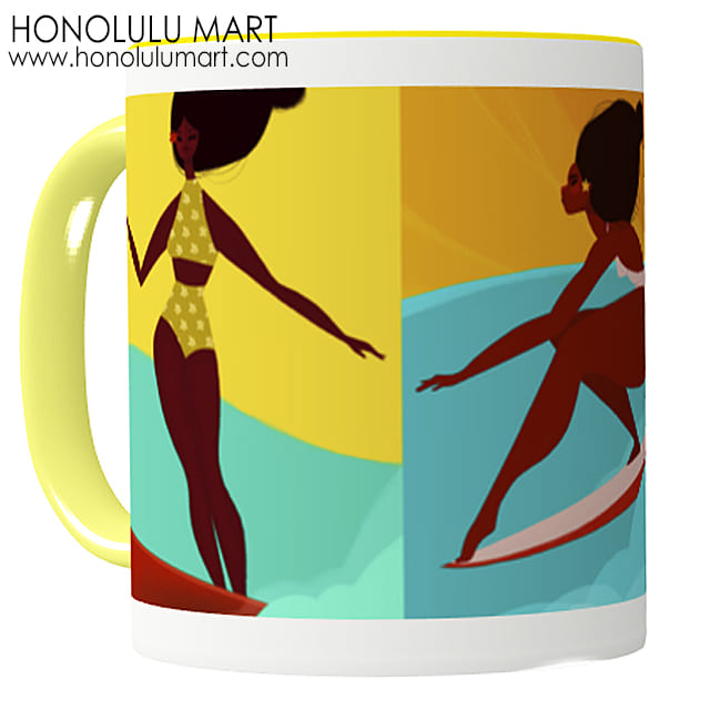 サーフィン柄のハワイアン・マグカップ | ハワイアン雑貨通販ホノルル 