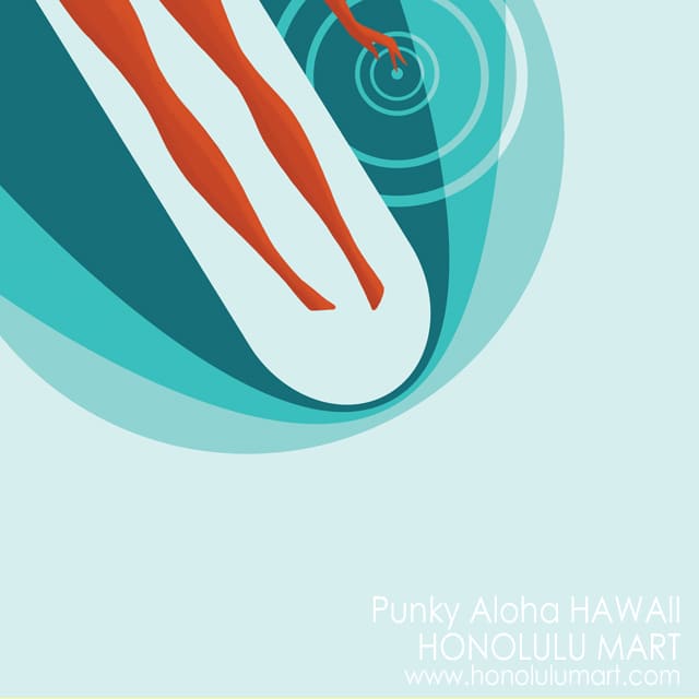 ハワイのヴィンテージ・サーフポスター風アート（Punky Aloha）