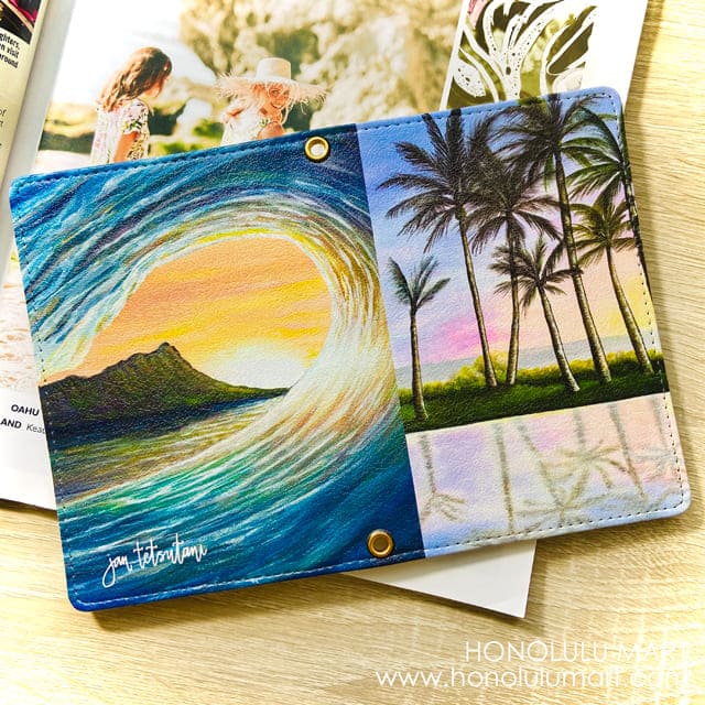 ハワイの景色のパスポートケースと定期ケース