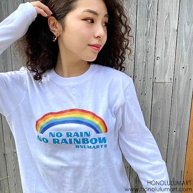 NO RAIN NO RAINBOW長袖ハワイアンTシャツ（ネイビー）2