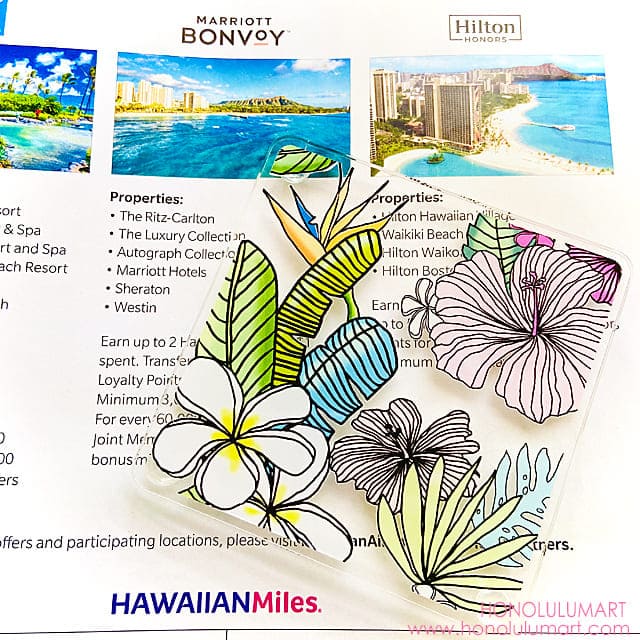 ハワイのお花と葉柄のアートなコースター2