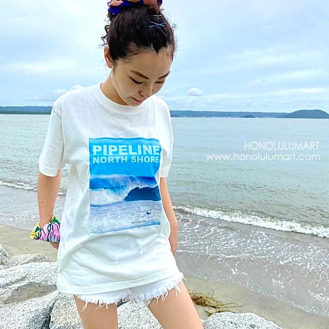 波の写真のサーフなハワイアンTシャツ1