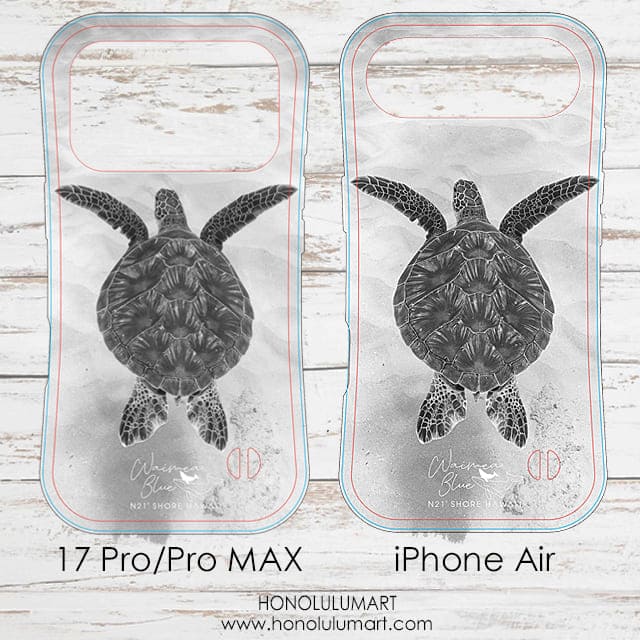 ホヌの白黒iPhone17ProケースとiPhone Airケース