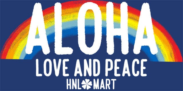 Aloha Love & Peaceバケットハット紺デザイン画像