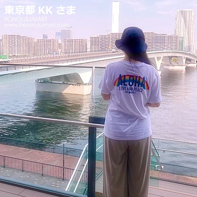 ピースマーク柄ホヌTシャツ（虹柄バックプリント）お客さまの写真14