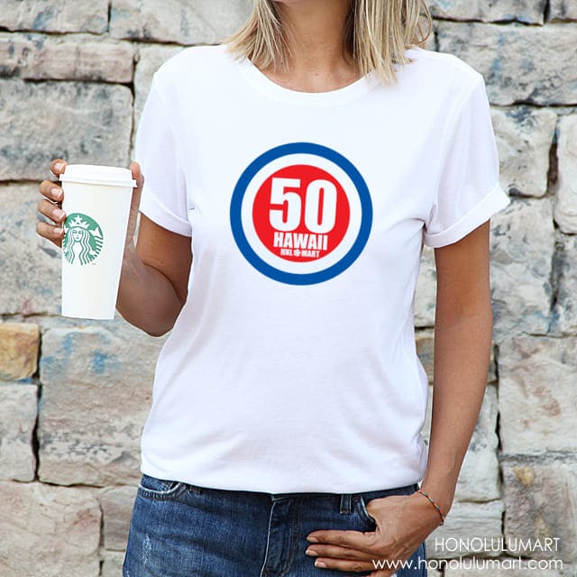 デニムコーデ（ターゲットハワイ50Tシャツ白）4