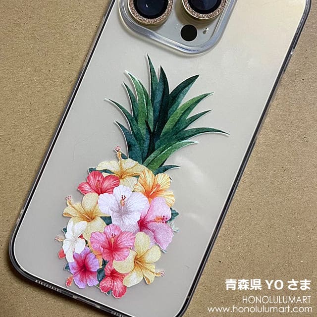 パイナップル・ハイビスカス透明iPhone14Proケース（青森県のお客さまの写真）20