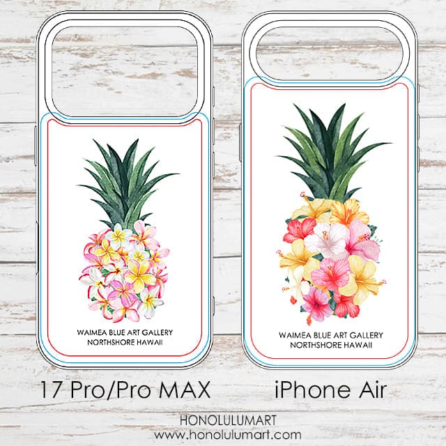パイナップルフラワーiPhone17ProケースとiPhoneAirケース（ワイメアブルー）