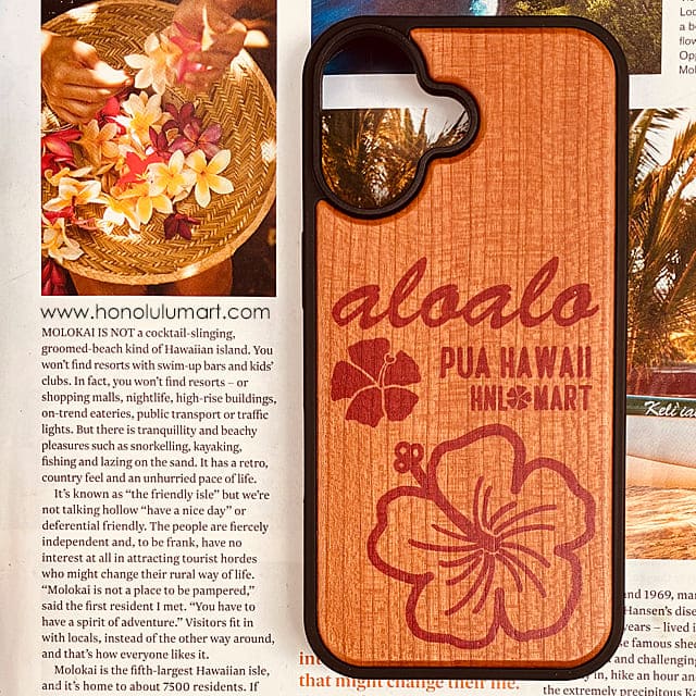 ハイビスカス柄木製iPhoneケース