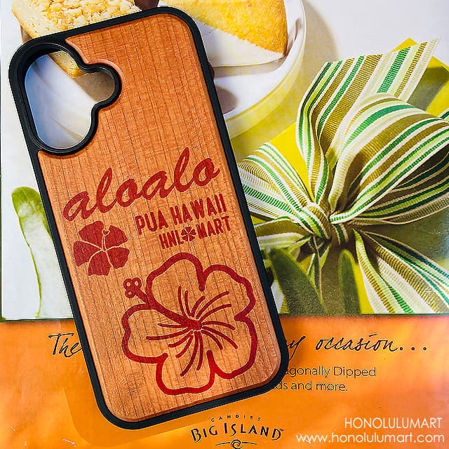 ハイビスカス柄木製iPhoneケース3