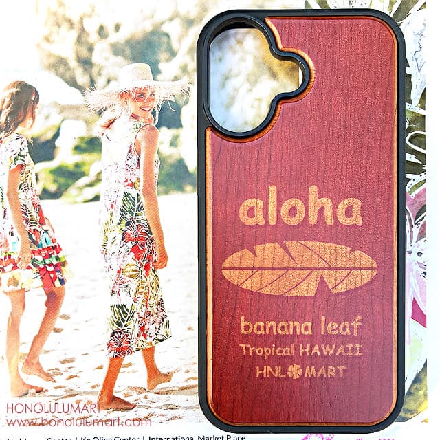 アロハ・バナナの葉柄木製iPhoneケース