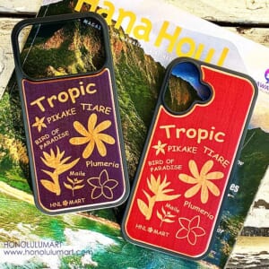 トロピック木製iPhoneケース（青と赤）1